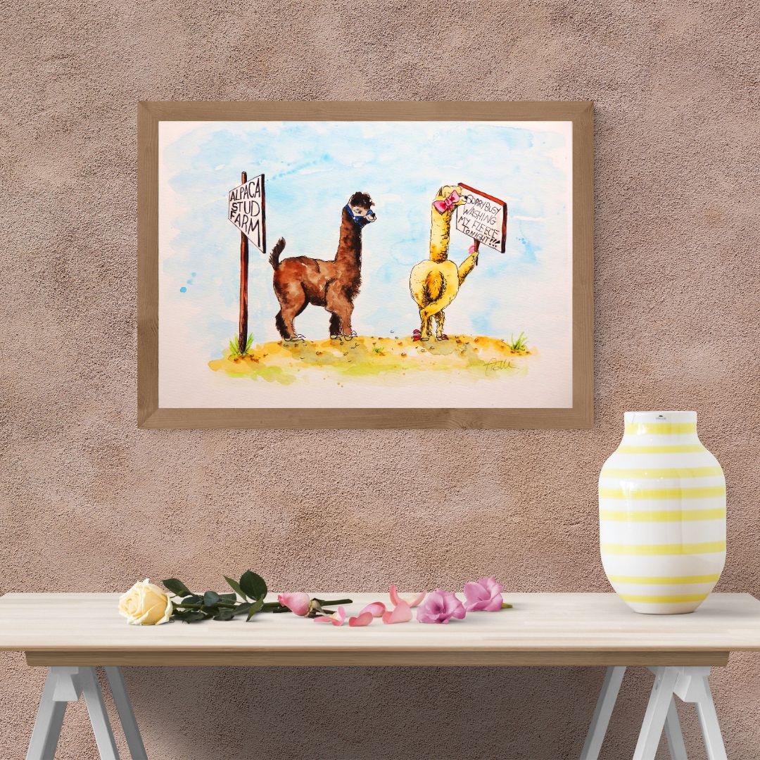 Alpaca Stud Farm - Premium Wooden Framed Poster With Museum-Quality Matte Paper