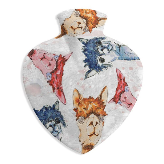 Heart-Shaped Alpaca Hot Water Bottle – Velvet cover
