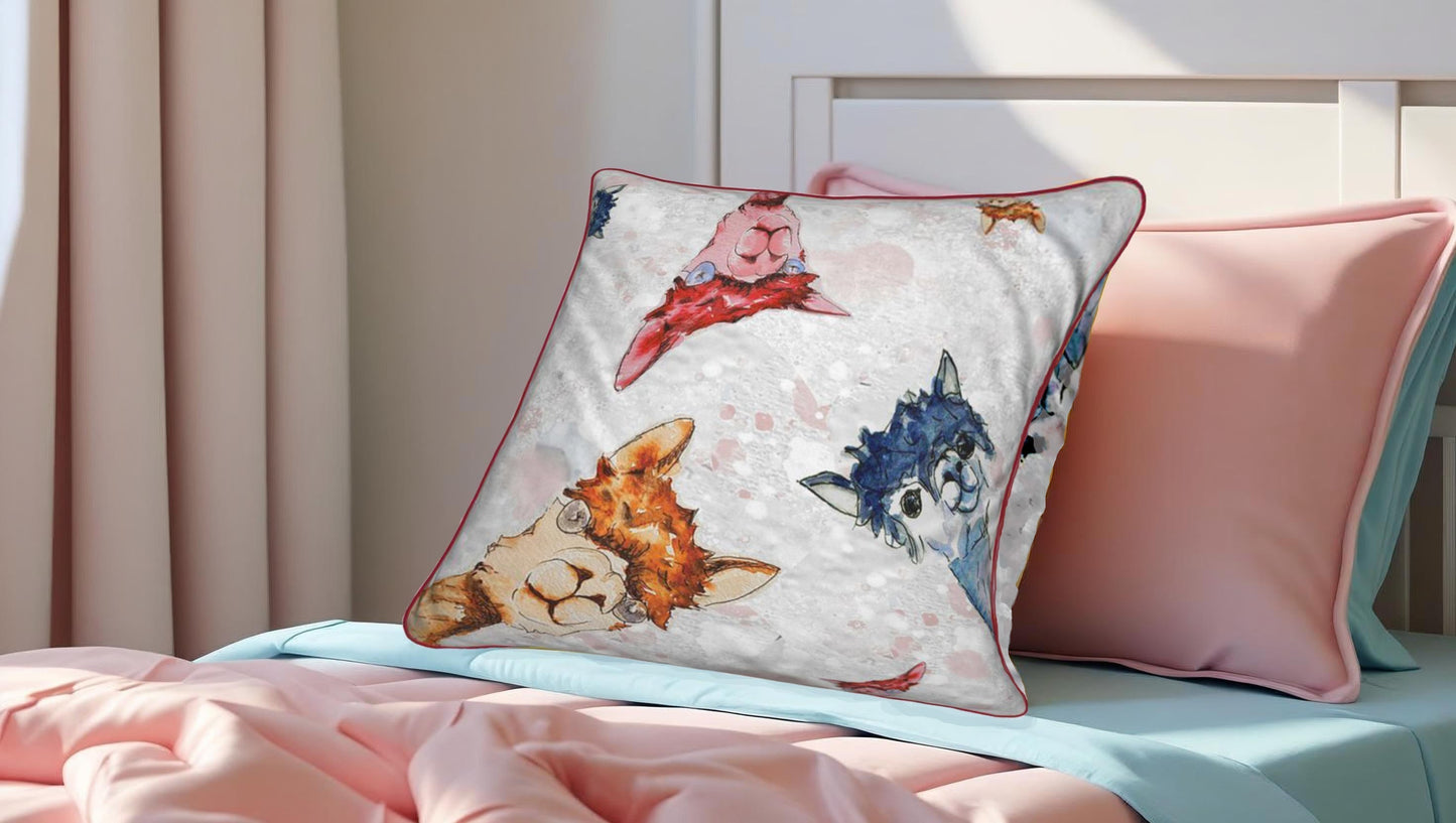 Premium Fun-Loving Velvet Alpaca Cushion - both sides printed