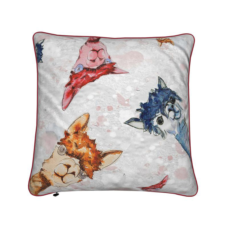 Premium Fun-Loving Velvet Alpaca Cushion - both sides printed